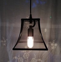 Wire Mesh Lampshade, Black, Blue Trim Lamp Shade