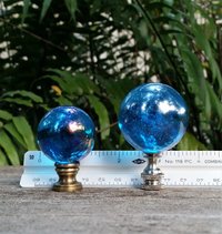 Large Turquoise Lamp Finial, Iridescent