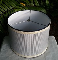 Drum Lampshade, Blue Ticking, Custom Lamp Shade