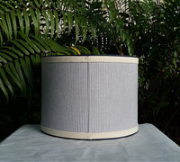 Drum Lampshade, Blue Ticking, Custom Lamp Shade