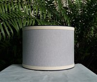 Drum Lampshade, Blue Ticking, Custom Lamp Shade