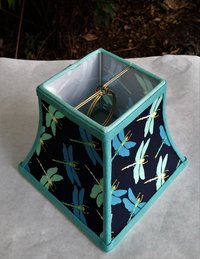 Blue Clip On Lampshade, Dragonfly Square Bell Lamp Shade