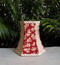 Floral Lampshade, Tomato Red and Beige Gingham Lamp Shade