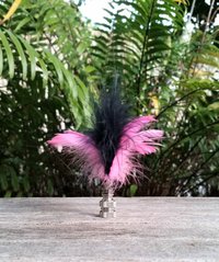 Feather Lamp Finial, Hot Pink and Indigo Blue