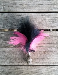 Feather Lamp Finial, Hot Pink and Indigo Blue