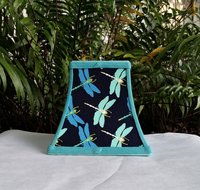 Blue Clip On Lampshade, Dragonfly Square Bell Lamp Shade