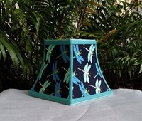 Blue Clip On Lampshade, Dragonfly Square Bell Lamp Shade