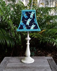 Blue Clip On Lampshade, Dragonfly Square Bell Lamp Shade