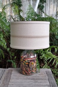 Lamp Shade, Natural Taupe Grain Sack, Drum Lampshade