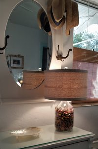 Lamp Shade, Natural Taupe Grain Sack, Drum Lampshade