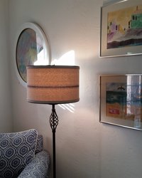 Blue Grain Sack Lampshade, Drum Lamp Shade