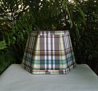 Brown Madras Lampshade, Green, White Lamp Shade