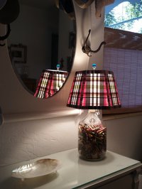 Pink Blue Lampshade,Madras, Hexagon Lamp Shade