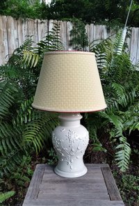 Large Table Lamp Off White, Custom Yellow Lampshade