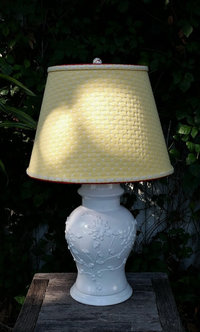 Large Table Lamp Off White, Custom Yellow Lampshade