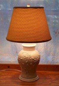 Large Table Lamp Off White, Custom Yellow Lampshade