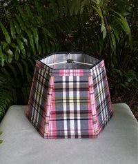 Pink Blue Lampshade,Madras, Hexagon Lamp Shade