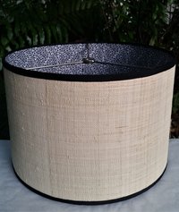 Raffia Cloth Lampshade Lined with Black White Floral Fabric