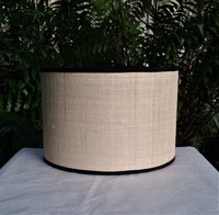 Raffia Cloth Lampshade Lined with Black White Floral Fabric