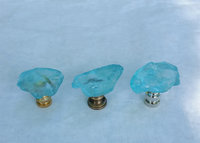 Light Aqua Lamp Finial, Clear Glass Rock