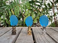 Turquoise Lamp Finial, Oval Glass Rock