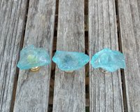 Light Aqua Lamp Finial, Clear Glass Rock