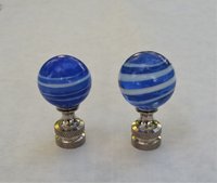 Royal Blue Lamp Finial, White Swirls