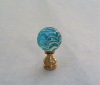 Light Teal Blue Lamp Finial White Swirls