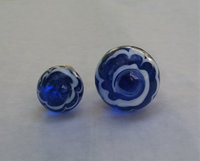 Royal Blue Lamp Finial, White Swirls, Glass