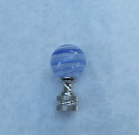 Transparent Lamp Finial, Blue Swirls