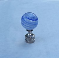 Transparent Lamp Finial, Blue Swirls