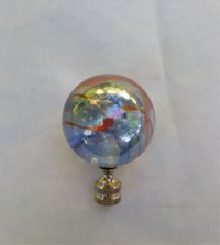 Large Iridescent Lamp Finial, Clear Red Blue