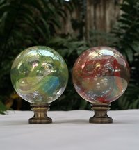 Large Iridescent Lamp Finial, Green or Red