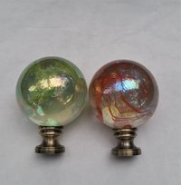 Large Iridescent Lamp Finial, Green or Red