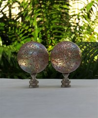 Large Lamp Finial, Clear, Red, Iridescent