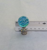 Light Teal Blue Lamp Finial White Swirls