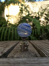 Transparent Lamp Finial, Blue Swirls