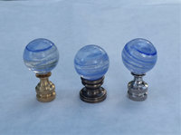 Transparent Lamp Finial, Blue Swirls