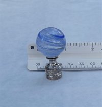 Transparent Lamp Finial, Blue Swirls