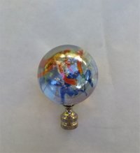 Large Iridescent Lamp Finial, Clear Red Blue