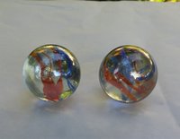 Large Iridescent Lamp Finial, Clear Red Blue