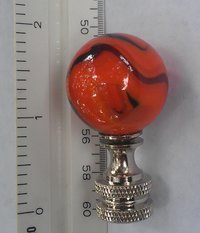 Orange Lamp Finial, Light or Dark, Black Swirls