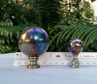 Iridescent Lamp Finial, Black with Blue or Red, Medium or Large