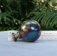 Iridescent Lamp Finial, Black with Blue or Red, Medium or Large