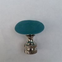 Teal Lamp Finial, Oval Glass Rock