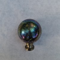 Iridescent Lamp Finial, Black with Blue or Red, Medium or Large