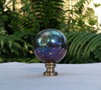 Iridescent Lamp Finial, Black with Blue or Red, Medium or Large