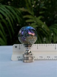 Iridescent Lamp Finial, Black with Blue or Red, Medium or Large