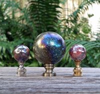 Iridescent Lamp Finial, Black with Blue or Red, Medium or Large