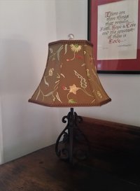 Floral Embroidered Lampshade, Brown Blue